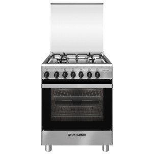 GlemGas SA664MI6 Inox Cucina 60x60 Forno Elettrico Multifunzione Ventilato 9 Funzioni 4 Fuochi Gas