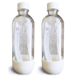 GasUp BiPack White 2 Bottiglie 1 Litro Plastica per Gasatore d'Acqua Certificate Riutilizzabili
