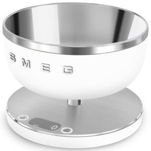 Smeg KSC01WHMWW Bianco Opaco 50's Style Bilancia da Cucina Digitale 1gr 5Kg 4 Unità Misura Ricaricabile
