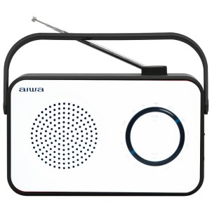 Aiwa R-190BW White Radio FM AM Portatile Altoparlante 8cm Uscita Cuffia Corrente e Batterie