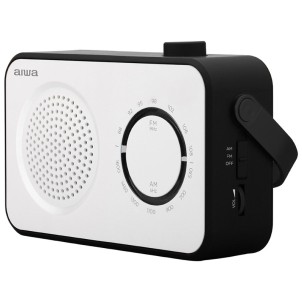 Aiwa R-190BW White Radio FM AM Portatile Altoparlante 8cm Uscita Cuffia Corrente e Batterie