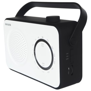Aiwa R-190BW White Radio FM AM Portatile Altoparlante 8cm Uscita Cuffia Corrente e Batterie