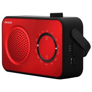 Aiwa R-190RD Red Radio FM AM Portatile Altoparlante 8cm Uscita Cuffia Corrente e Batterie