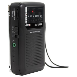Aiwa RS-33 Black Radio FM AM Tascabile Altoparlante Auricolari Batterie 2x AA