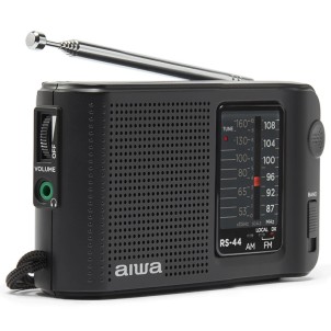 Aiwa RS-44 Black Radio FM AM Portatile Altoparlante Auricolari Batterie 2x AA