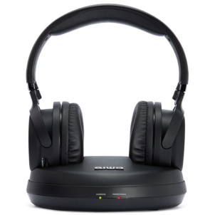 Aiwa WHF-930D Black Cuffie Wireless RF 3 Canali AutoTune Docking Station Portata 100m Ottico Jack RCA