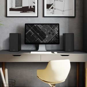 Klipsch R-40PM Black Coppia Casse Amplificate Bluetooth Phono RCA Jack Ottico USB-PC 70W 2vie T2,5 W10.2 BassReflex