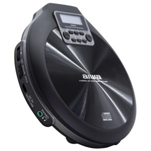 Aiwa PCD-810BK Black Lettore CD MP3 Portatile ESP 120sec Pile Ricaricabili 2xAA MicroUSB Custodia