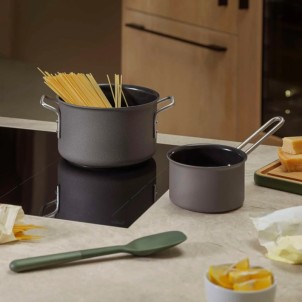 Eva Solo Casseruola 1,1L 13cm Grey Line Ceramica Slip-Let Antiaderente Funziona su Gas Elettrico Induzione Forno