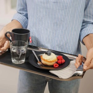 Eva Solo Tappetino Antiscivolo in Silicone Nero per Vassoio in Acciaio