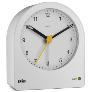 Braun BC22W White Orologio Analogico Quarzo Sveglia Crescendo Retroilluminazione Continua Lancette Punta Luminosa