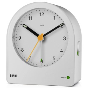 Braun BC22W White Orologio Analogico Quarzo Sveglia Crescendo Retroilluminazione Continua Lancette Punta Luminosa