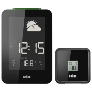 Braun BNC013BK-RC Black Orologio Digitale RadioControllato Stazione Meteo Temperatura Umidità SensEsterno Sveglia Snooze