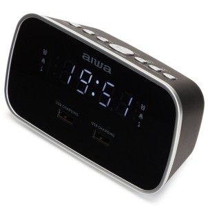 Aiwa CRU-19BK Black Radiosveglia FM Aux In 2x USB-CaricaTelefono 2x Sveglia Snooze Sleep
