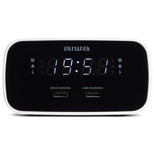 Aiwa CRU-19BK Black Radiosveglia FM Aux In 2x USB-CaricaTelefono 2x Sveglia Snooze Sleep