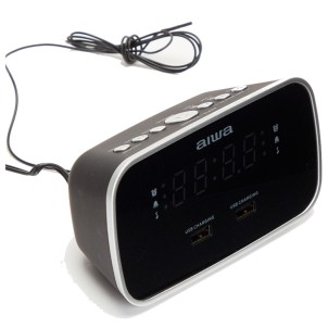 Aiwa CRU-19BK Black Radiosveglia FM Aux In 2x USB-CaricaTelefono 2x Sveglia Snooze Sleep