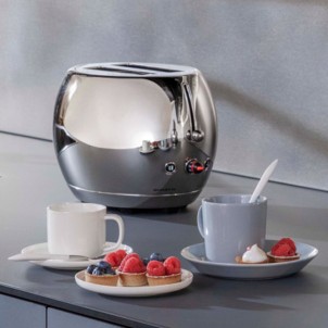 Bugatti Romeo Acciaio Inox Lucido Tostapane Espulsione Automatica Cassetto Briciole Designer Andreas Seegatz