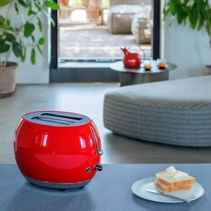 Bugatti Romeo Rosso Lucido Tostapane Espulsione Automatica Cassetto Briciole Designer Andreas Seegatz