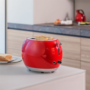 Bugatti Romeo Rosso Lucido Tostapane Espulsione Automatica Cassetto Briciole Designer Andreas Seegatz