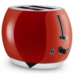 Bugatti Romeo Rosso Lucido Tostapane Espulsione Automatica Cassetto Briciole Designer Andreas Seegatz