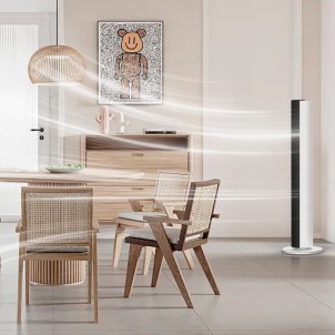 Argo Pury Tower Bianco Ventilatore Purificatore a Torre Rotazione 80° 12 Velocità 3 Modalità Timer Telecomando