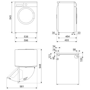 Smeg WMC72SEA Lavatrice Slim 45cm 7Kg 1200giri Vapore Rapido14min CaricoVariabile MotoreInverter