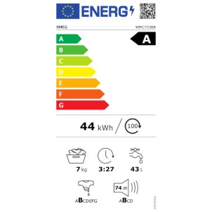 Smeg WMC72SEA Lavatrice Slim 45cm 7Kg 1200giri Vapore Rapido14min CaricoVariabile MotoreInverter