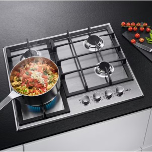 AEG HGB64420SM Inox Piano Cottura Gas 60cm StepPower BruciatoreWok GriglieGhisa