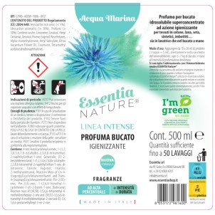 Essentia Profumatore Intense Acqua Marina per Bucato ad Azione Igienizzante 250ml Flacone