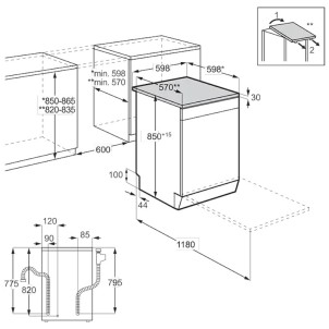 AEG FFB76707PM Inox Lavastoviglie 14Cop 3°CestelloMaxiFlex 44dB AirDry SatelliteClean GlassCare VascaInox Serie7000