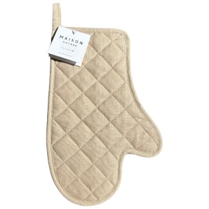 Maison Sucrée Guanto Forno Trapuntato Essenziale var.04 Tortora 18x32cm Misto Lino