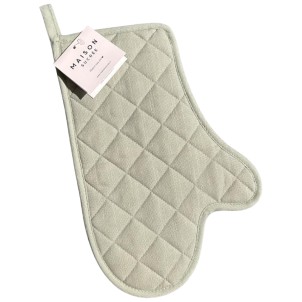 Maison Sucrée Guanto Forno Trapuntato Essenziale var.08 Salvia 18x32cm Misto Lino
