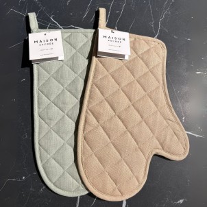 Maison Sucrée Guanto Forno Trapuntato Essenziale var.08 Salvia 18x32cm Misto Lino