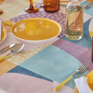 Maison Sucrée Tovaglia Korin Pastelli Vibranti 155x225 Tessuto AntiMacchia NoStiro