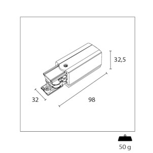 Century ACBNRNE-CNLIVER Black Connettore Testata Destro 3 Accensioni Binario Serie Track Light
