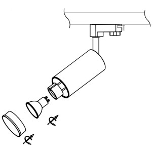 Century RGTNE-GU10 Black Regia Shop GU10 Faretto Orientabile con Portalampada GU10 per Binario Serie Track Light