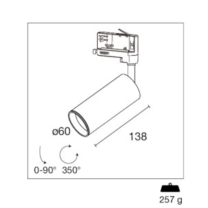 Century RGTNE-GU10 Black Regia Shop GU10 Faretto Orientabile con Portalampada GU10 per Binario Serie Track Light