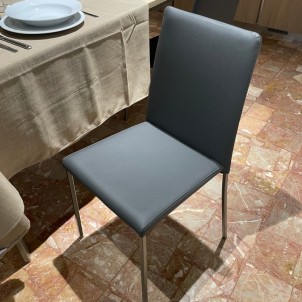Mobilegno Sedia Gaia Ecopelle Grigio Scuro Struttura Verniciato Tipo Inox