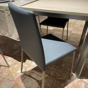 Mobilegno Sedia Gaia Ecopelle Grigio Scuro Struttura Verniciato Tipo Inox