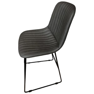 Mobilegno Sgabello Alto Cinquecento Ecopelle Grigio Scuro Struttura Verniciato Nero