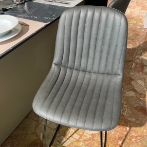 Mobilegno Sgabello Alto Cinquecento Ecopelle Grigio Scuro Struttura Verniciato Nero