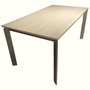 Mobilegno Tavolo Chiara 160-210-260x90 Allungabile Piano Rovere Corteccia Struttura Verniciato Tipo Inox