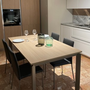 Mobilegno Tavolo Chiara 160-210-260x90 Allungabile Piano Rovere Corteccia Struttura Verniciato Tipo Inox