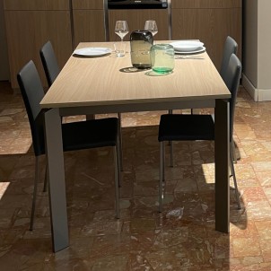 Mobilegno Tavolo Chiara 160-210-260x90 Allungabile Piano Rovere Corteccia Struttura Verniciato Tipo Inox