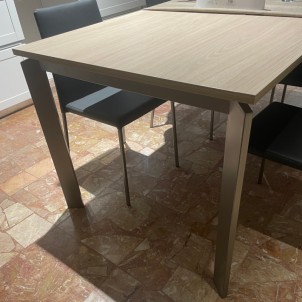 Mobilegno Tavolo Chiara 160-210-260x90 Allungabile Piano Rovere Corteccia Struttura Verniciato Tipo Inox