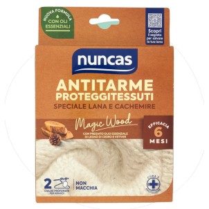 Nuncas Antitarme Proteggitessuti 2 Cialde Magic Wood Efficace per 6 Mesi