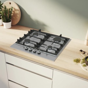 Bosch PCP6A5I90 Inox Piano Cottura Gas 60cm FlameSelect Bruciatore turboWok Manopole Magnetiche Serie6