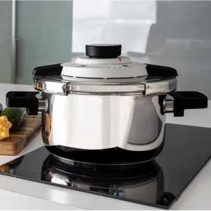 Barazzoni Facile Dual System 4,5L 22cm Inox Pentola a Pressione Meccanismo a Ganascia 4 Valvole 2 Pressioni Fondo Triplen