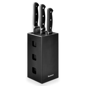 Barazzoni Ceppo Porta Coltelli Nero Legno Fili di Plastica per Coltelli Max 25 cm