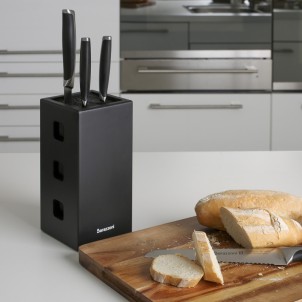 Barazzoni Ceppo Porta Coltelli Nero Legno Fili di Plastica per Coltelli Max 25 cm